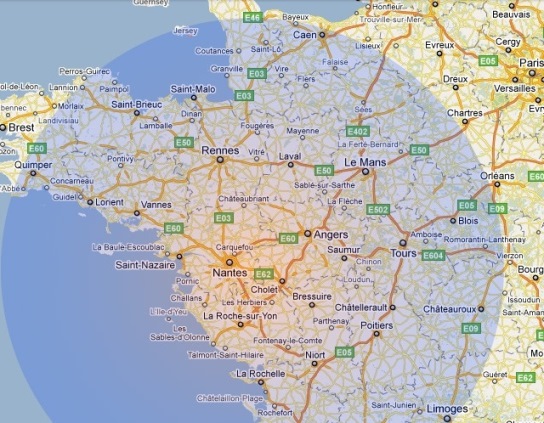 Carte de la zone de couverture Loco Transports